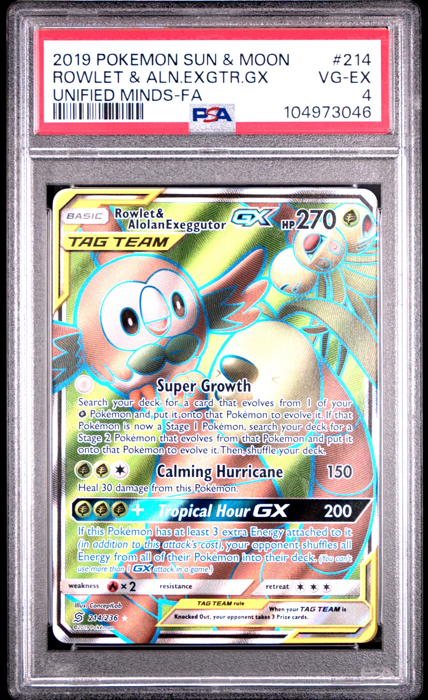 Rowlet & Alolan Exeggutor #214 | PSA 4 | Unified Minds
