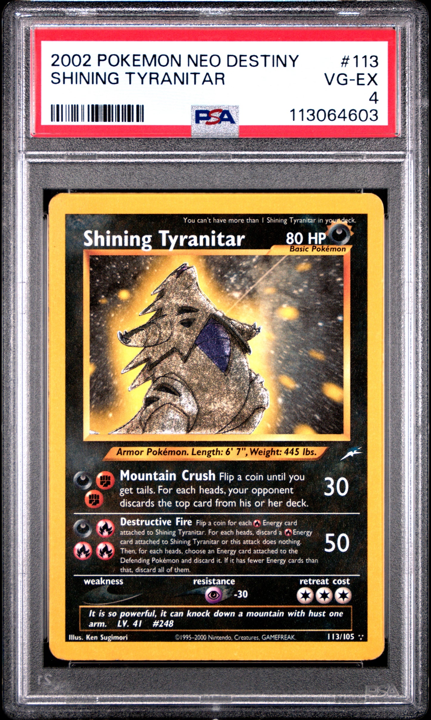Shining Tyranitar #113 | PSA 4 | Neo Destiny