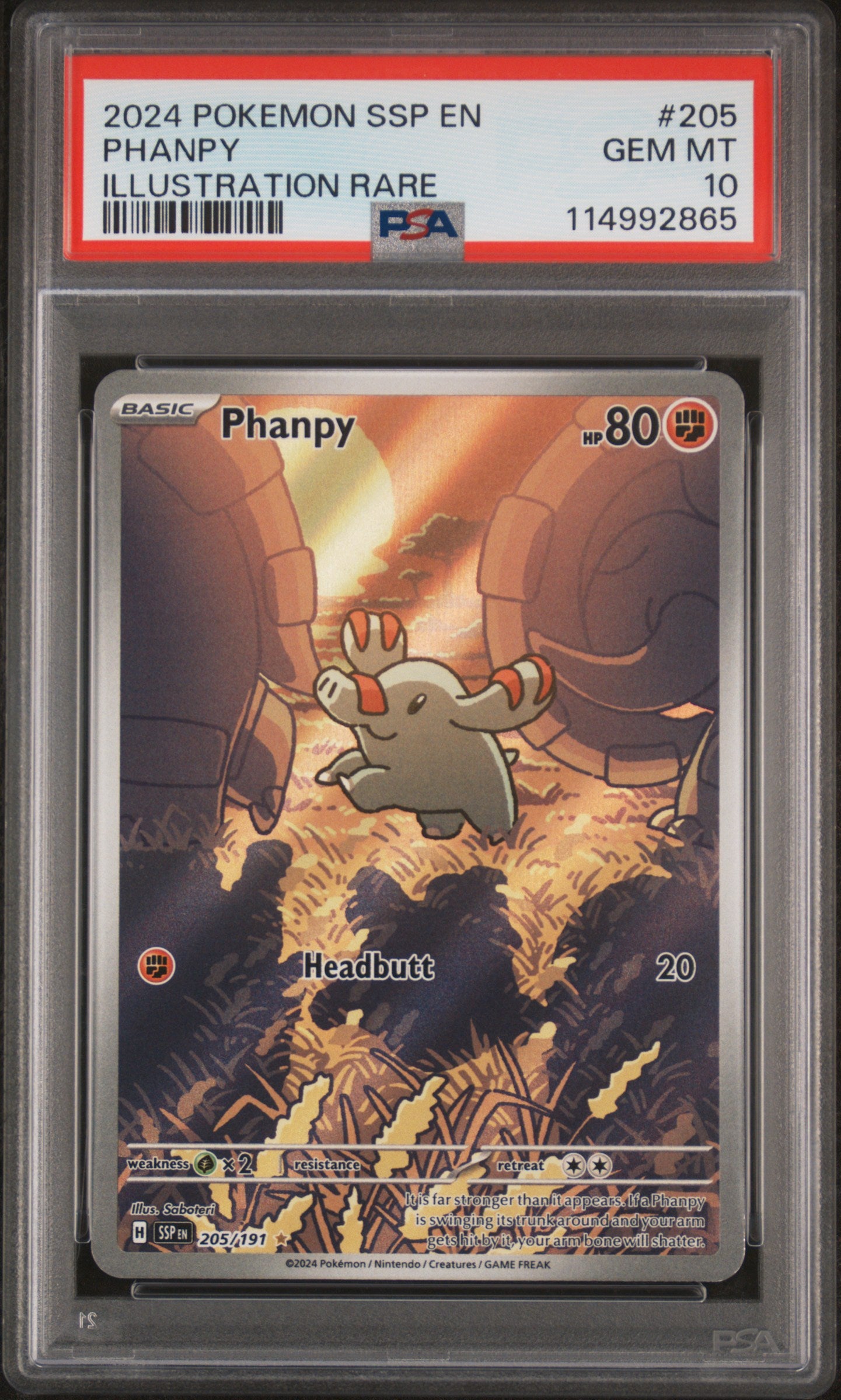 Phanpy #205 | PSA 10 | Surging Sparks