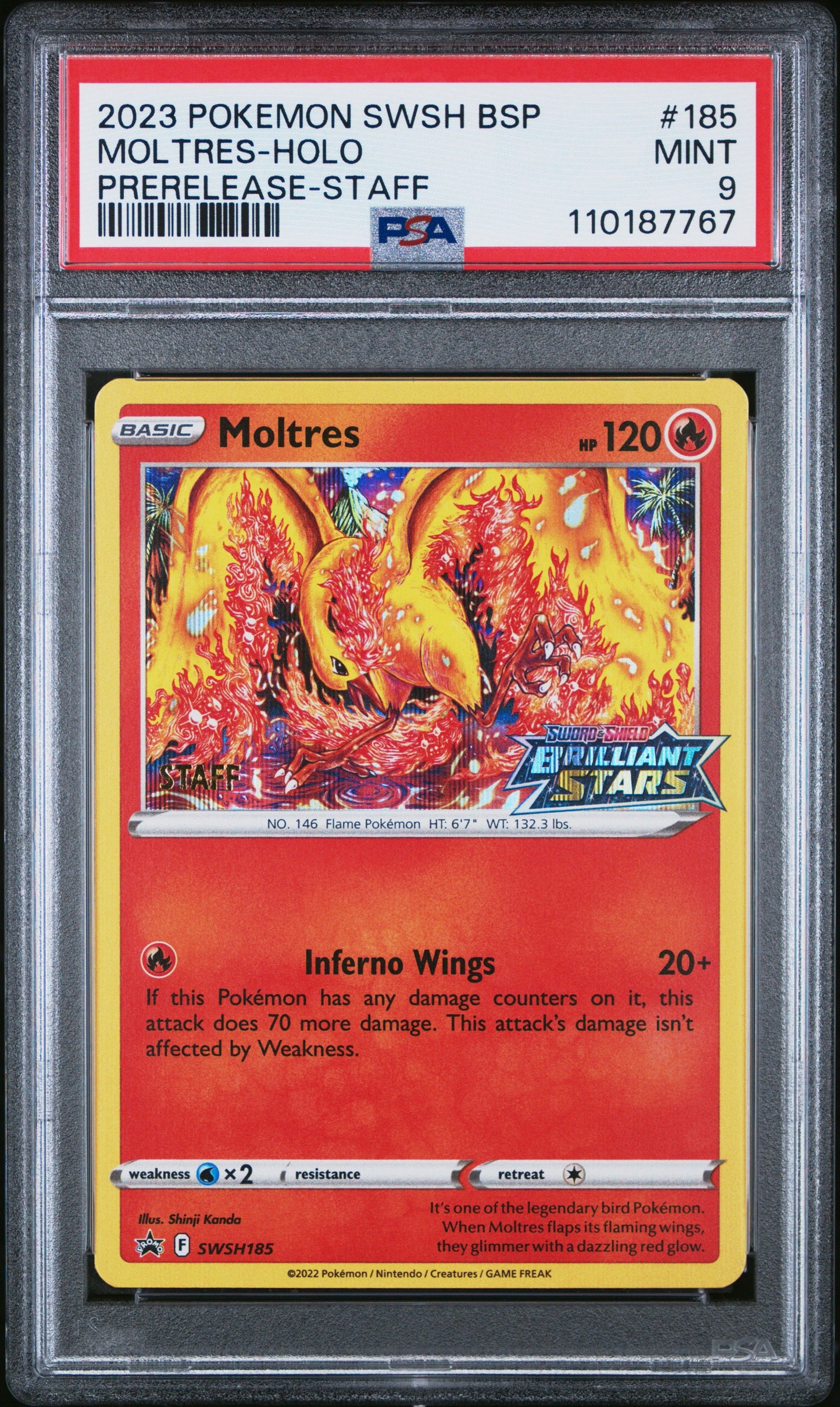 Moltres | PSA 9 | Prerelease-Staff | #SWSH185