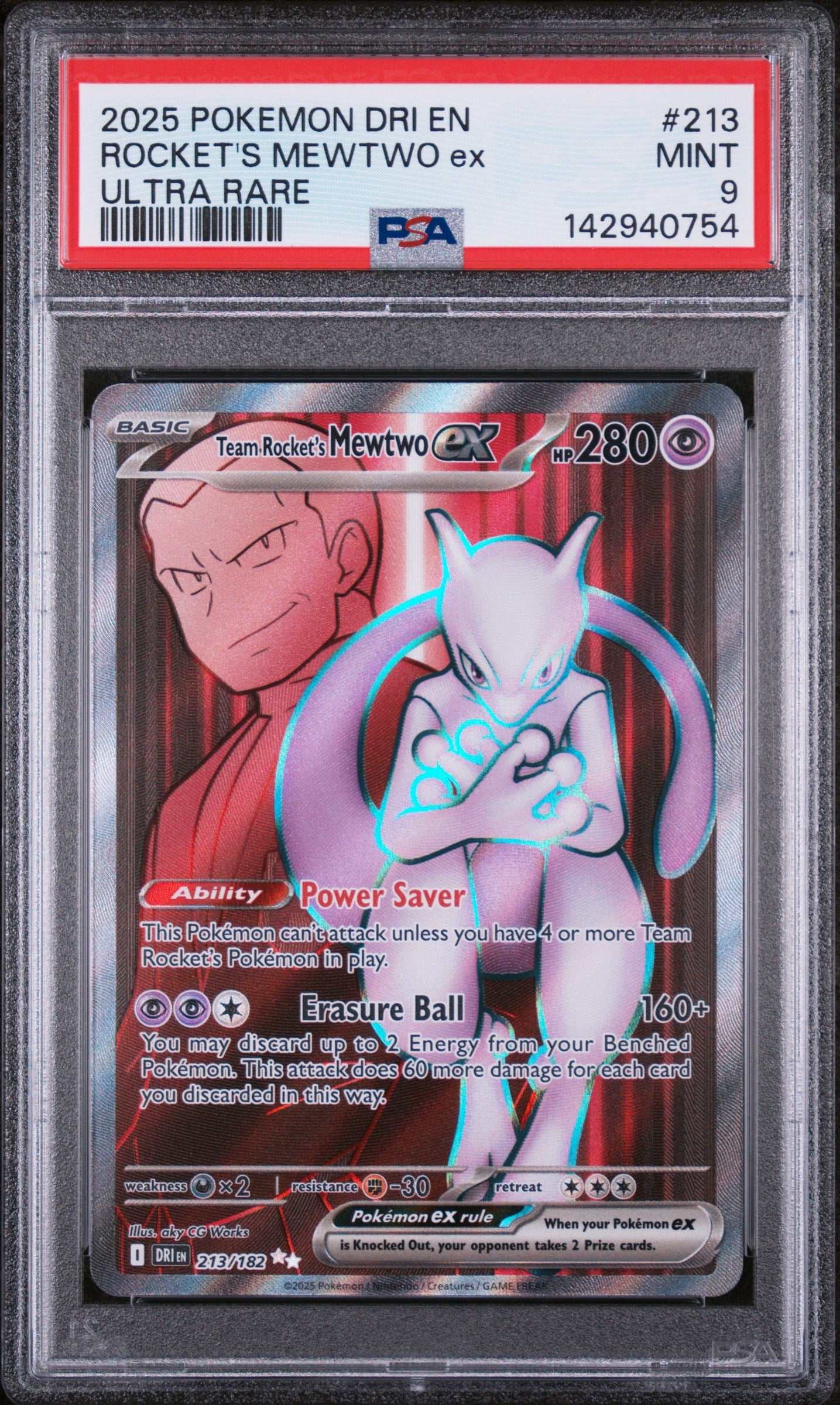 Team Rocket's Mewtwo ex #213 PSA 9