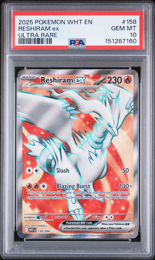 Reshiram #158 | PSA 10 | White Flare