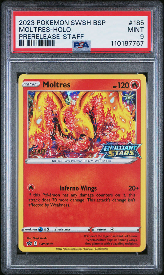 Moltres | PSA 9 | Prerelease-Staff | #SWSH185