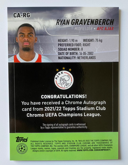 Ryan Gravenberch Auto (AFC Ajax) Topps Stadium Chrome